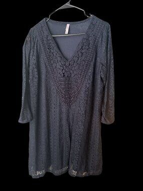 Xhilaration Navy Bohemian Lace 3/4 Length Sleeved Dress Size Womens XL